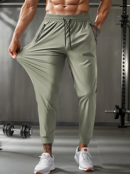 Ryan - High Stretch Athletic Jogger Pants with Zipper Pockets and Drawstring Waist for Men