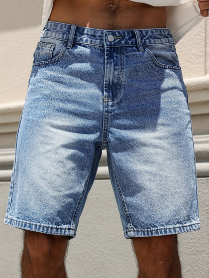 Alexander - Casual Leg Denim Shorts with Knee-Length and Pockets for Men