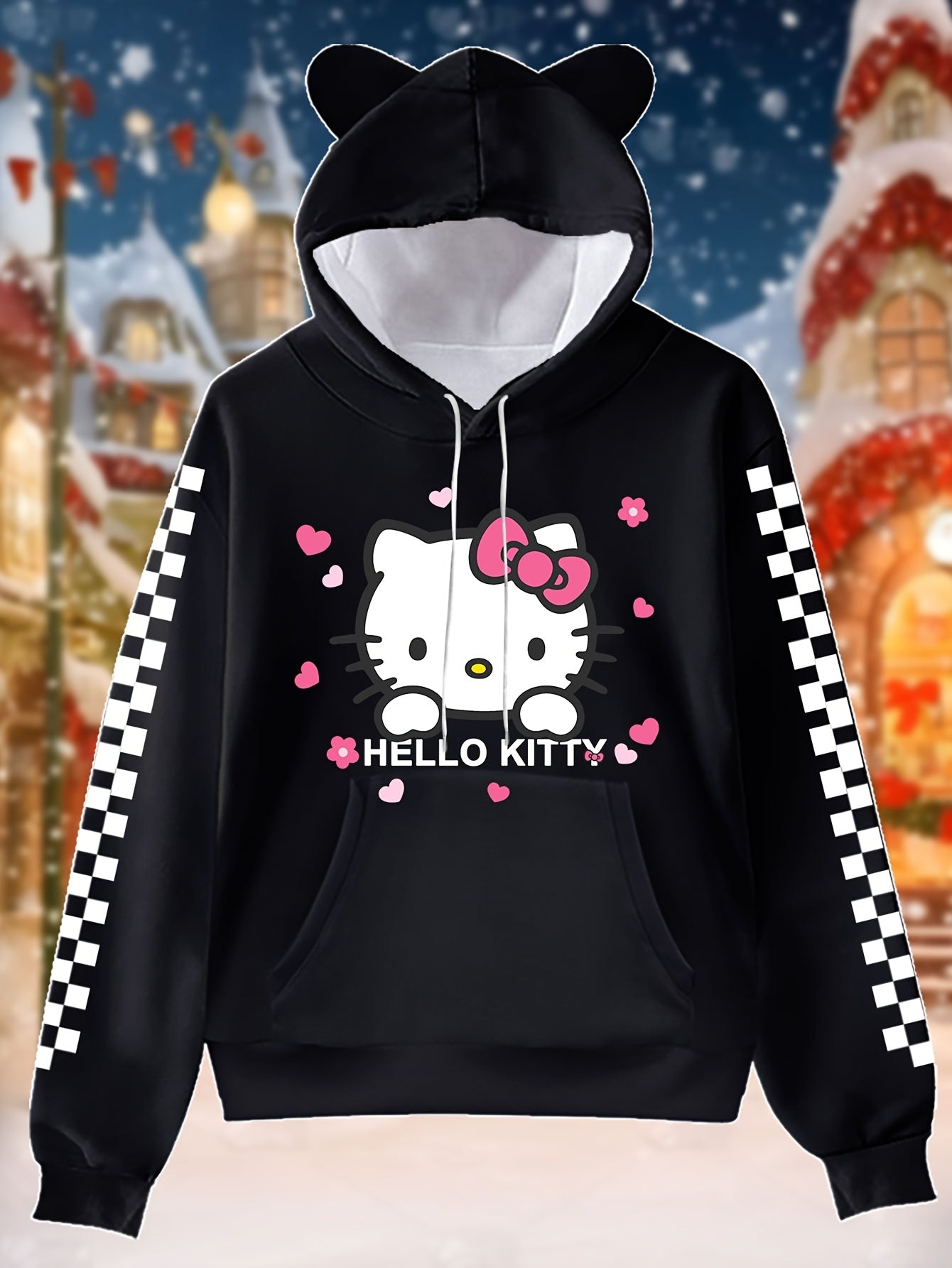 Kitty - Casual Hoodie with Cartoon Character Prints for Women