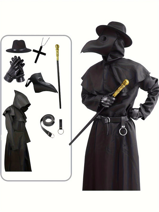 Louis - Plague Doctor Halloween Costume with Bird Beak Mask and Accessories for Men