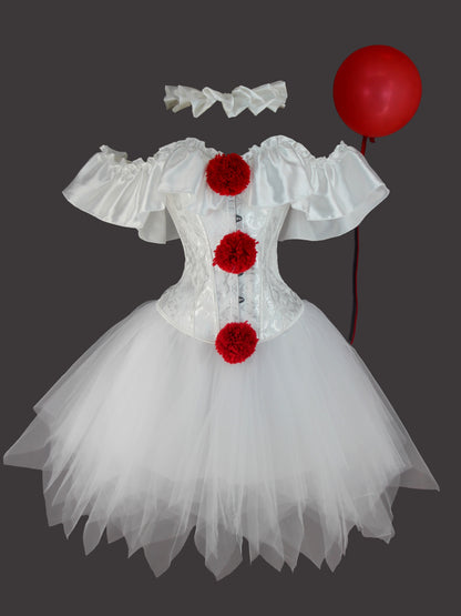 Sophie - Halloween Pennywise Clown Costume Set with Corset and Tutu Skirt for Women