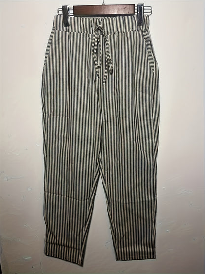 Angelica - Striped Slant Pocket Drawstring Pants for Women