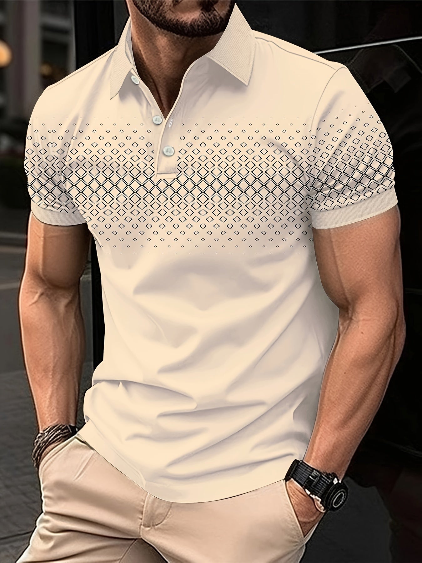 Hugo - Trendy Polo Shirt with Argyle Pattern Print for Men