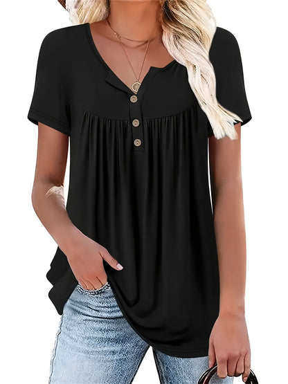 Marie - V Neck Blouse with Button Front for Women