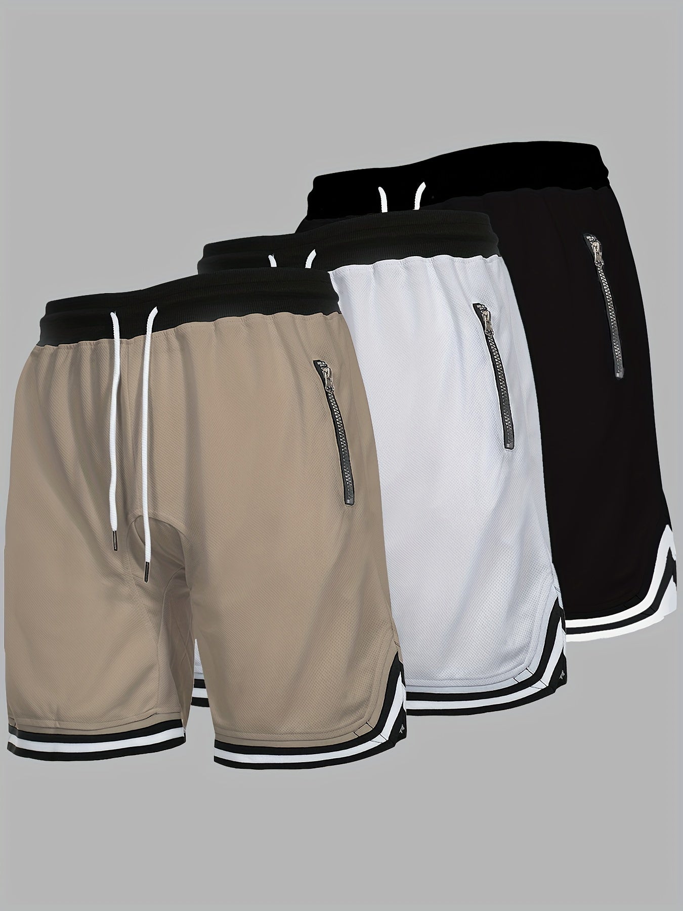 Elbert - 3pcs Basketball Shorts with Drawstring and Zip Pockets for Men