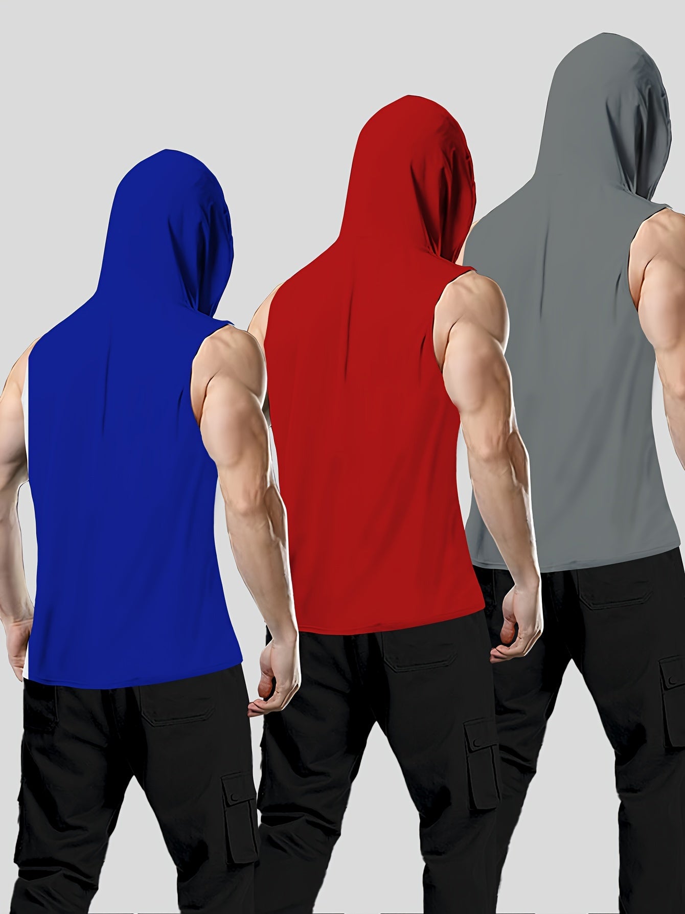 Benny - 3pcs Sleeveless Tanktop Set with Hood for Men