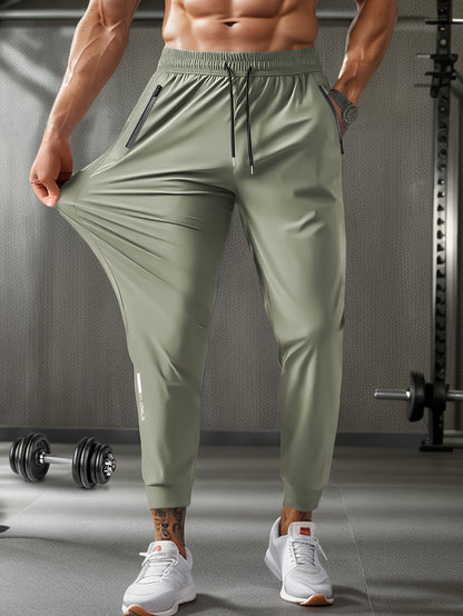 Ryan - High Stretch Athletic Jogger Pants with Zipper Pockets and Drawstring Waist for Men