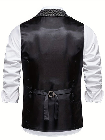 Clarence - Retro Herringbone Single Breasted Waistcoat for Men