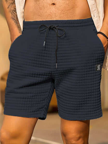 Liam - Waffle Knit Shorts with Drawstring and Pockets for Men