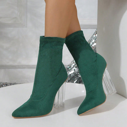 Stephanie – Crystal Heel Mid-Calf Boots