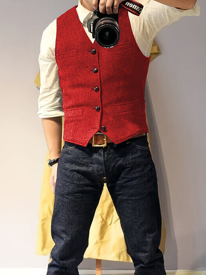 Tristan – Men's Vintage-Inspired Herringbone Wool Blend Vest