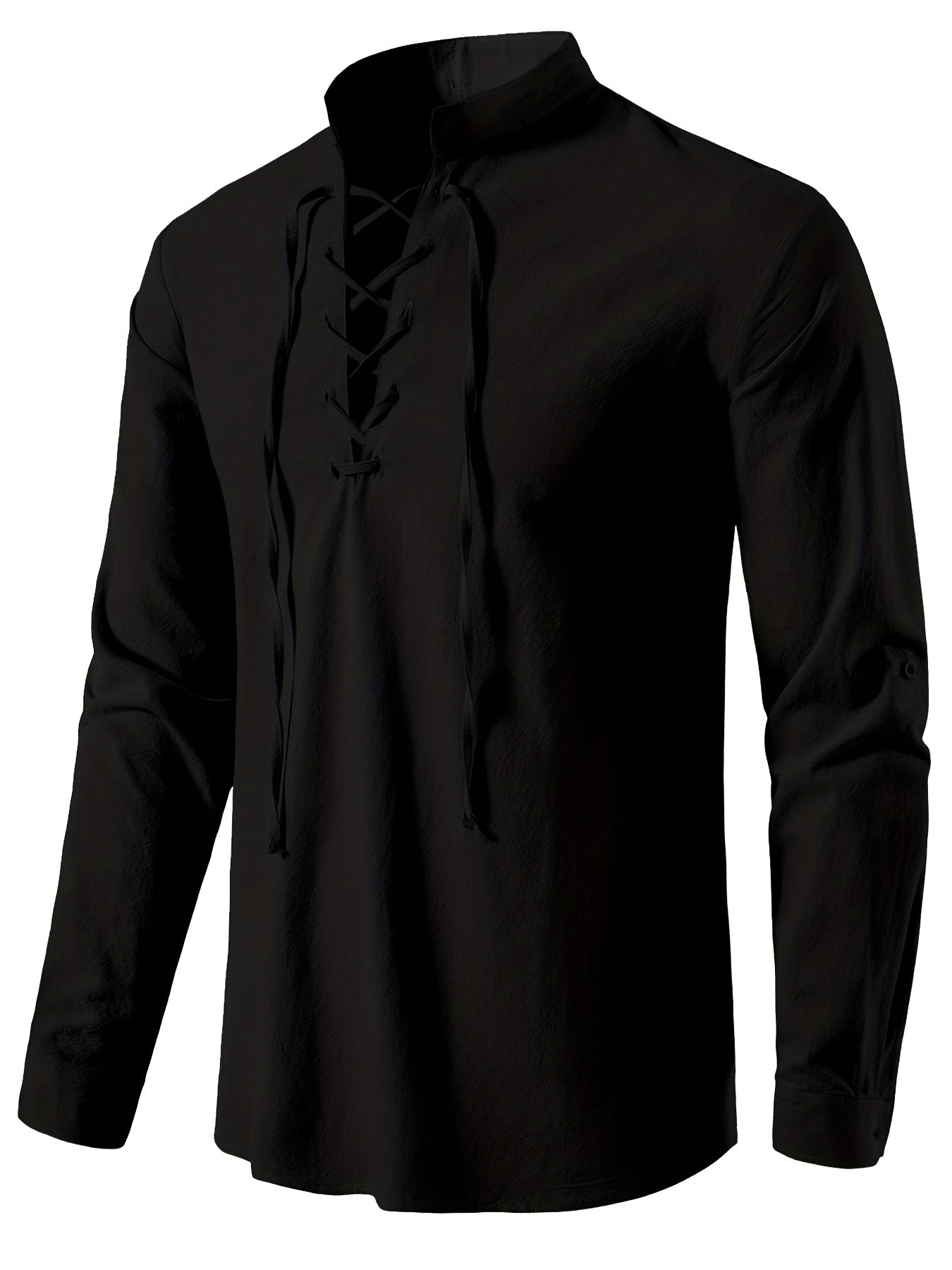 Samuel - Long Sleeve Retro Shirt with Medieval Renaissance Pirate Style and Lace Up for Men