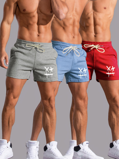 Ethan - 3pcs Sport Shorts with Smiling Face Print for Men