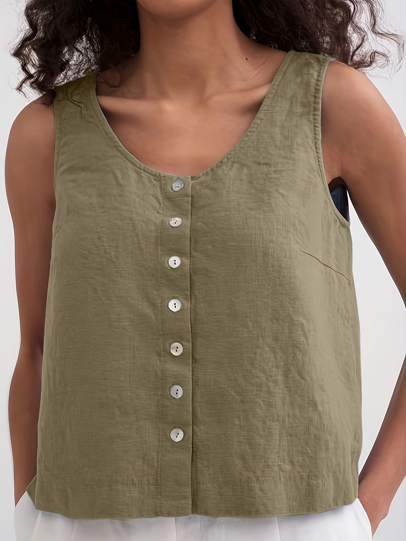 Olivia - Sleeveless Tank Top with Single Breasted and Button Front for Women