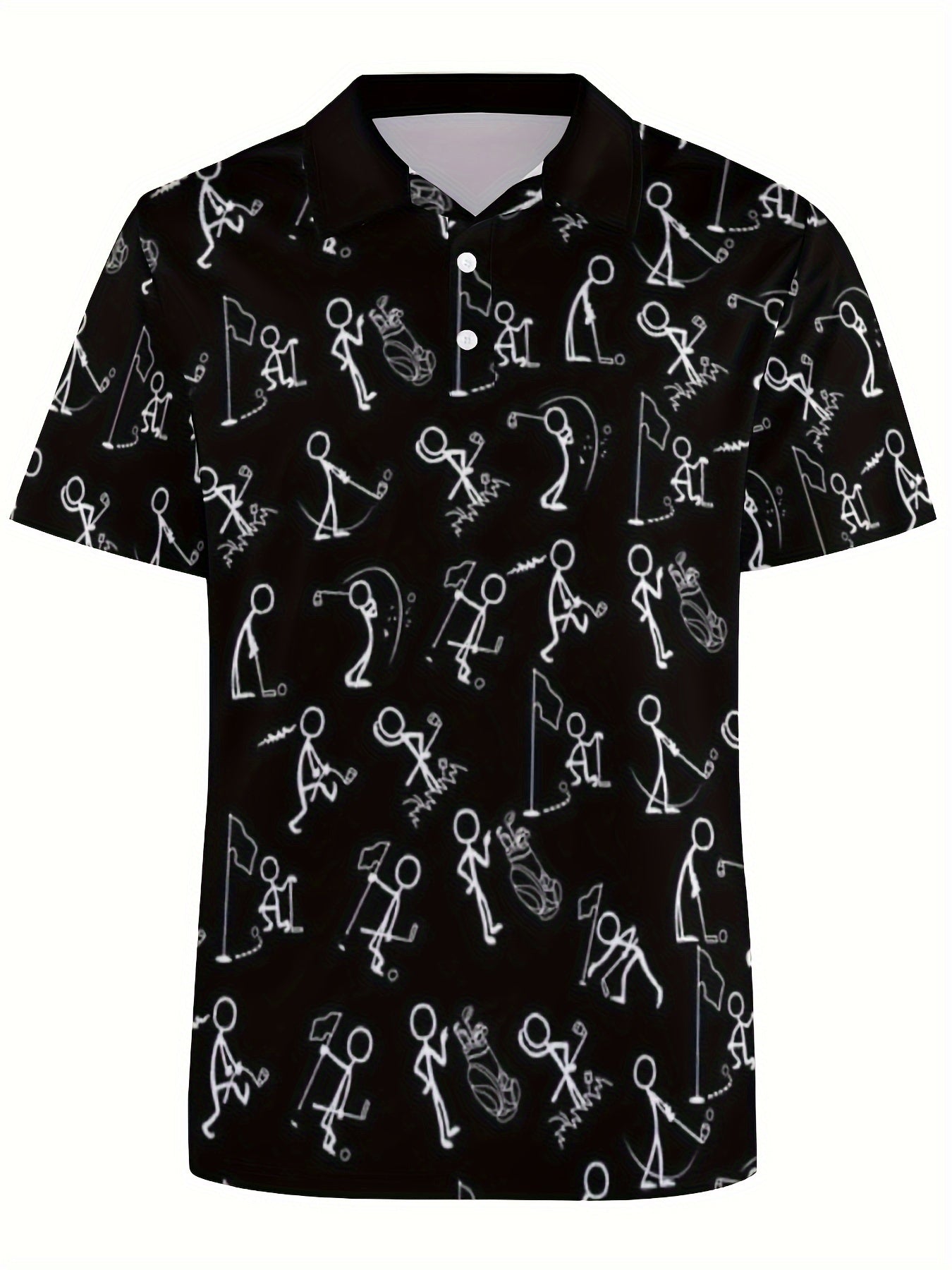 Roger - Casual Polo Shirt with Stick Man Graphic Print for Men