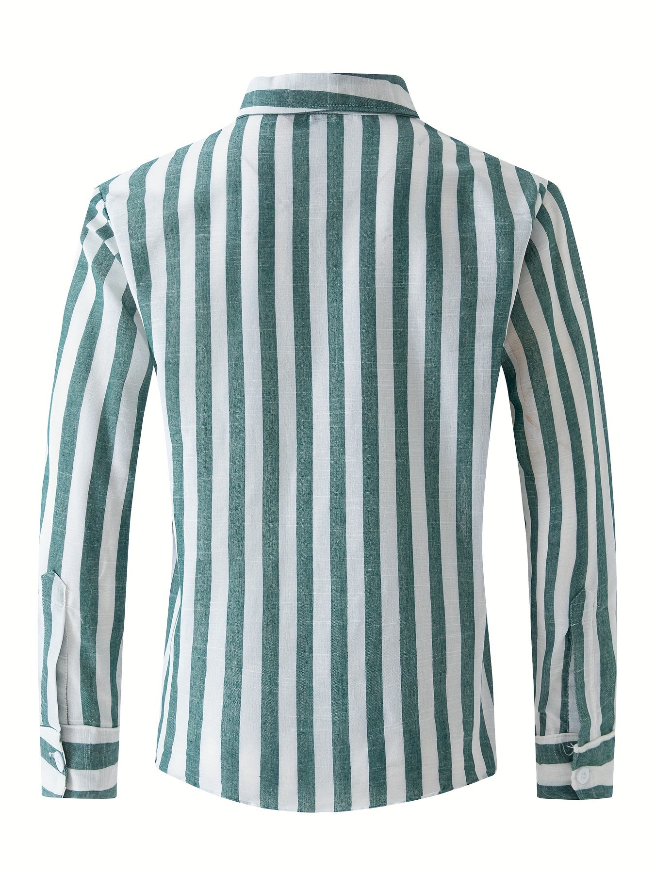 Elijah - Striped Long Sleeve Shirt with Cotton and Linen Blend for Men