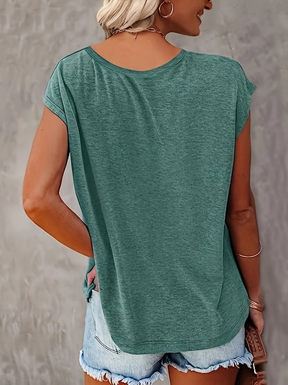 Emma - V-neck Cap Sleeve T-Shirt