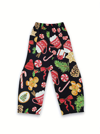 Claire -  Baggy Pants with Christmas Print for Women