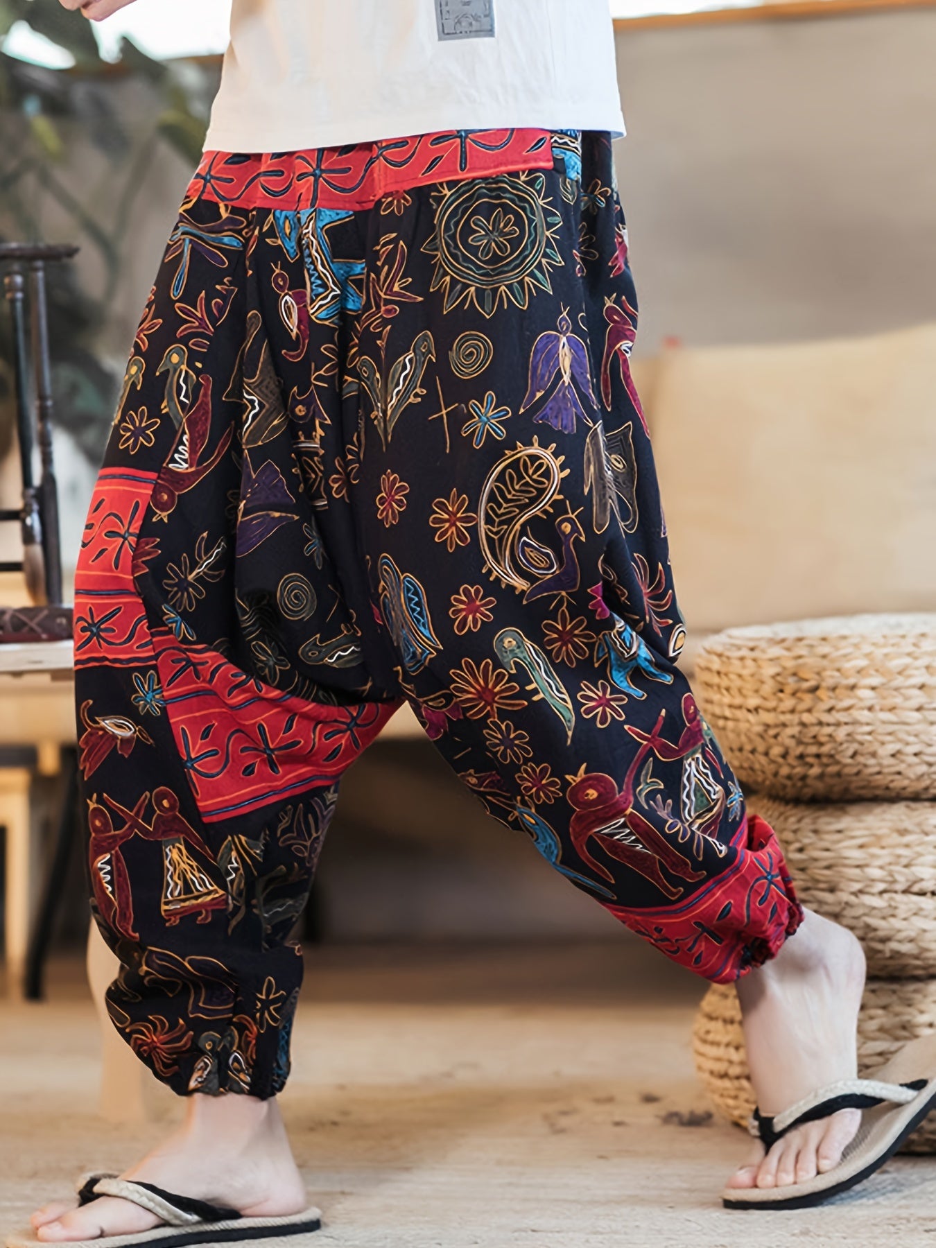 Steven - Stylish Pants with Colorful Pattern Print and Pockets for Men