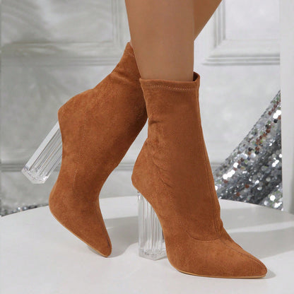 Stephanie – Crystal Heel Mid-Calf Boots