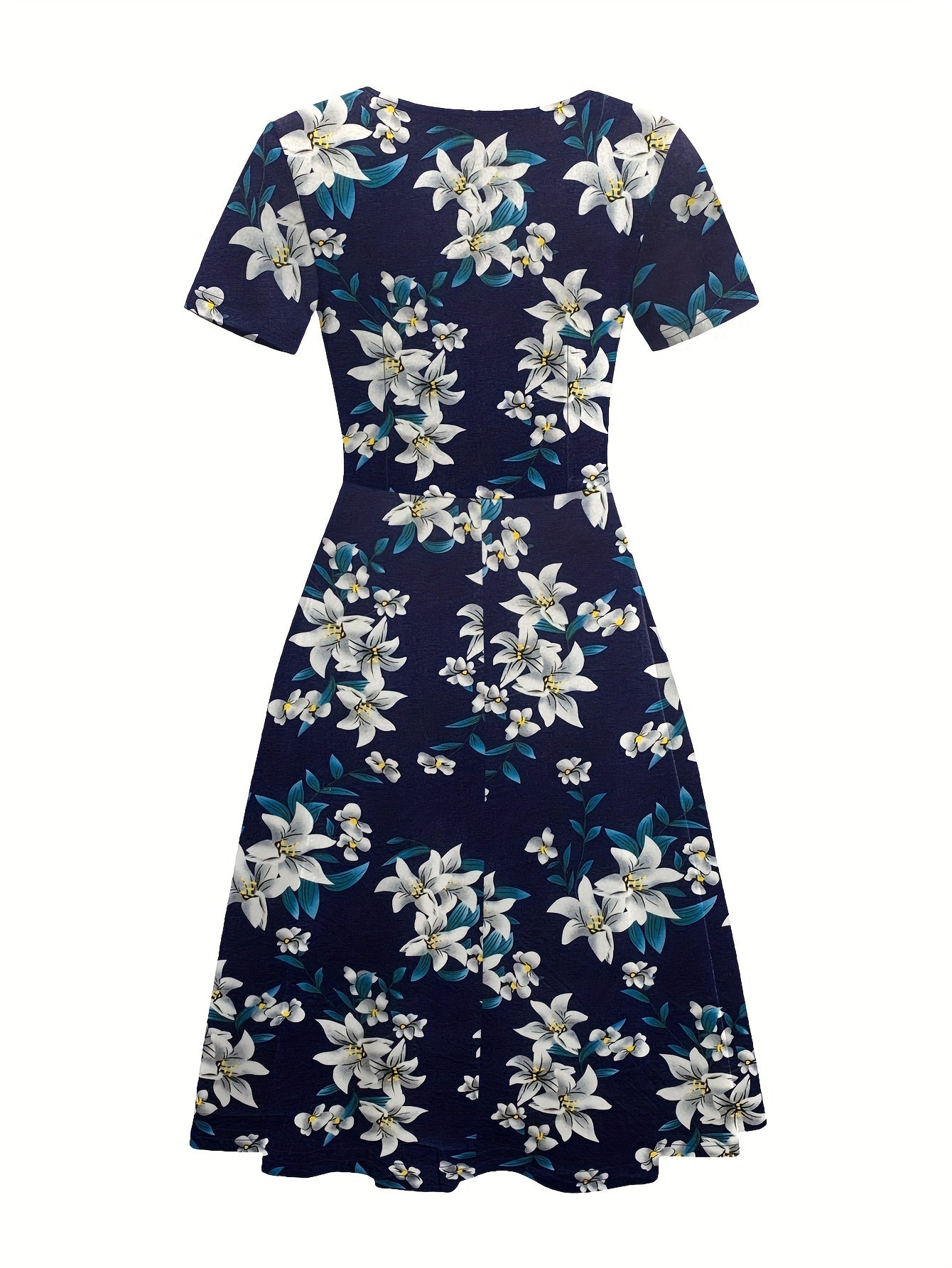 Brianna - Elegant Summer Dress with Floral Print and Ring Linked A-Line for Women