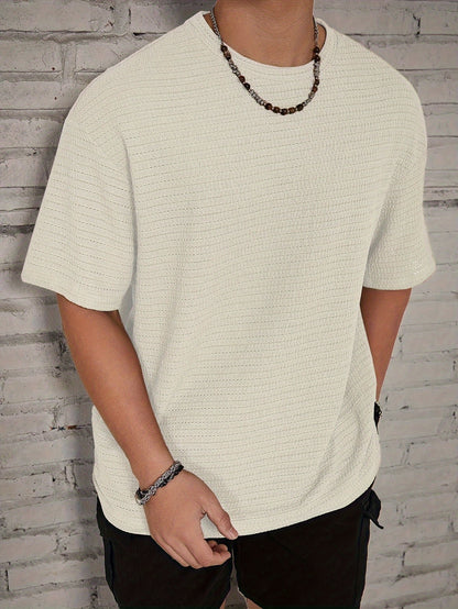 William - Textured T-shirt with Loose Fit and Crew Neck for Men