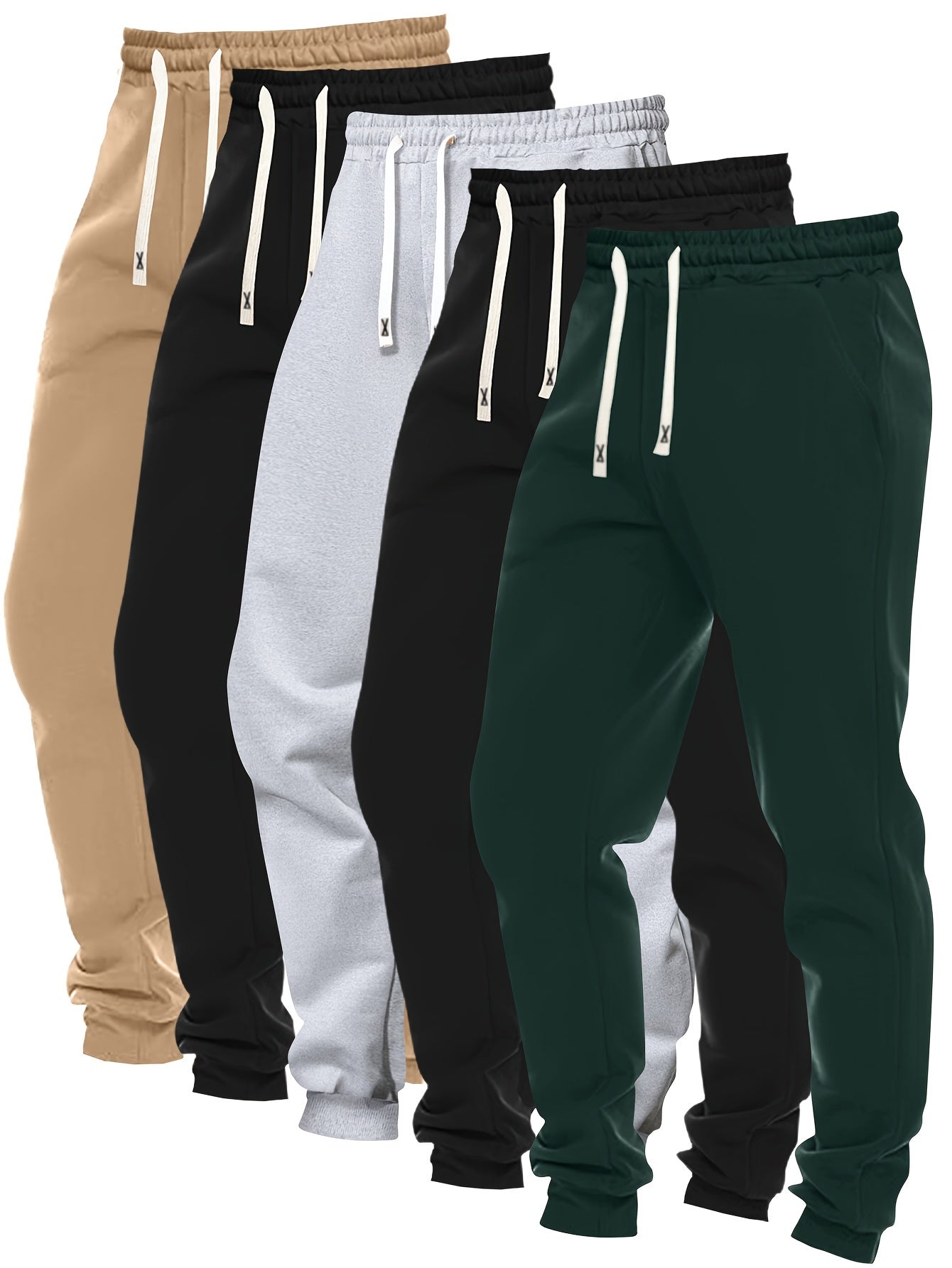 Dennis - 5pcs Set Solid Color Jogging Pants with Regular Fit and Pockets for Men