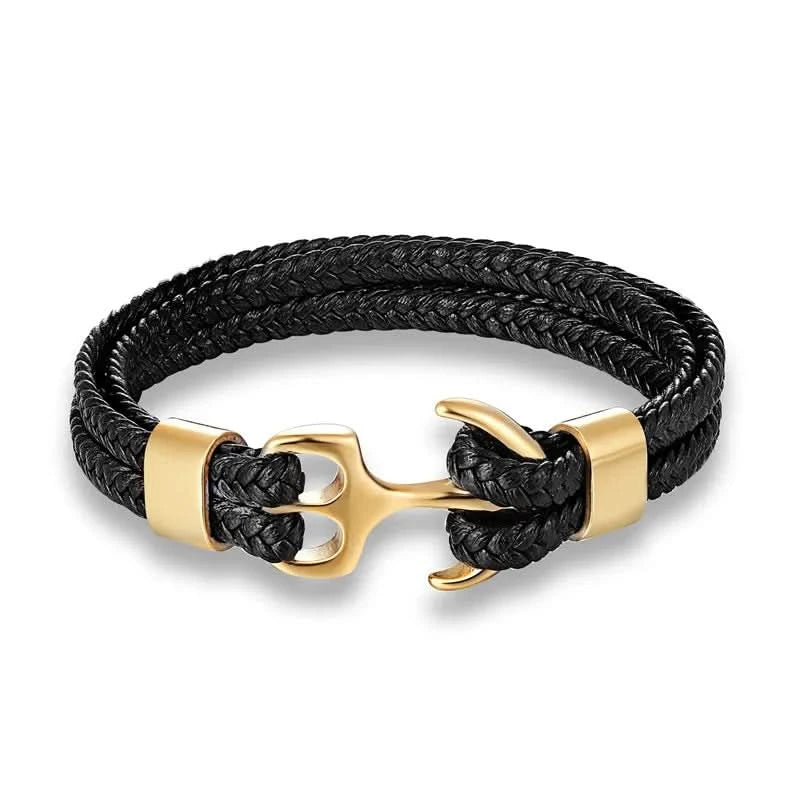 Karlheinz – Leather Bracelet with Nautical Anchor