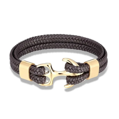 Karlheinz – Leather Bracelet with Nautical Anchor