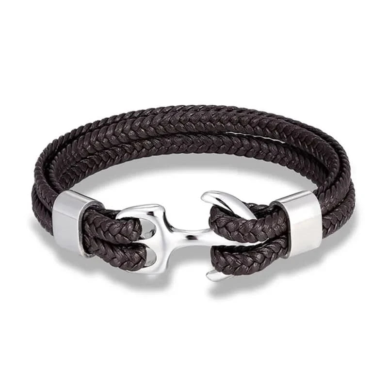 Karlheinz – Leather Bracelet with Nautical Anchor